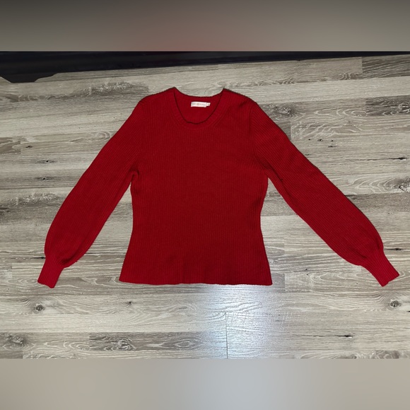 Tory Burch Kennedy Shaker Stitch Sweater True Red Women Size Large - Picture 6 of 8